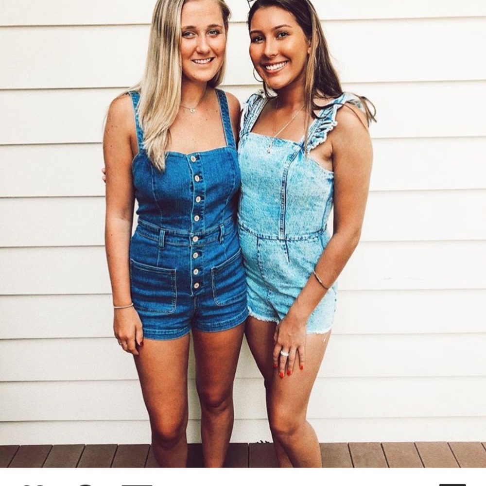 Ruffled Denim Romper - Picture 2 of 4